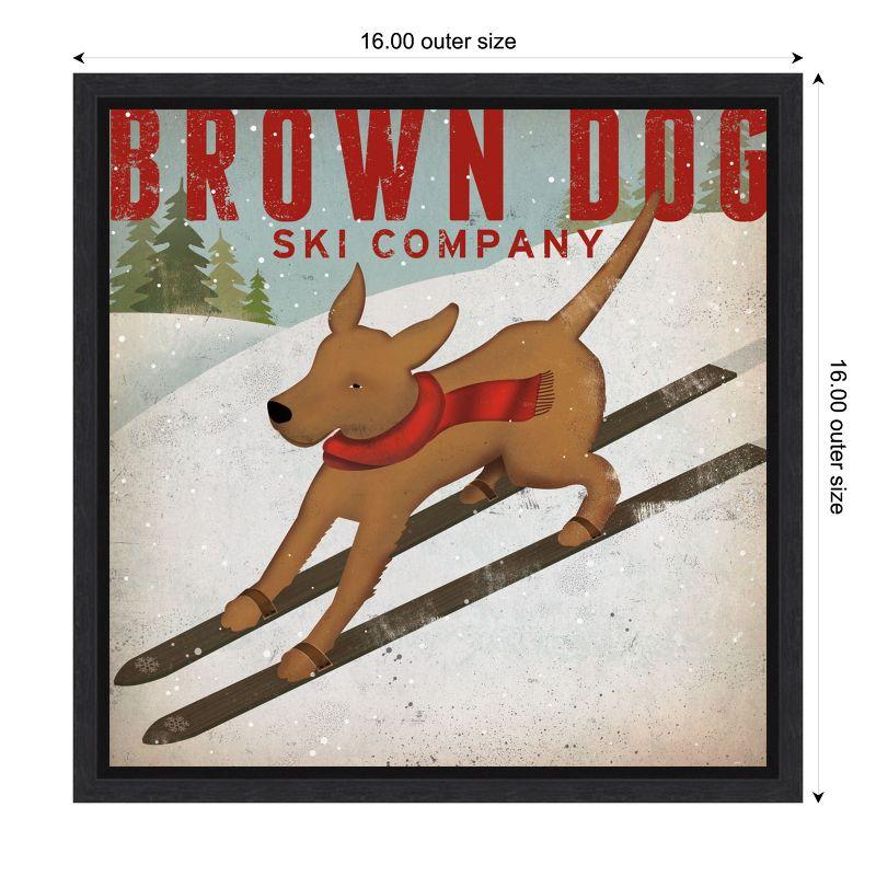 Amanti Art Brown Dog Ski Co by Ryan Fowler Canvas Wall Art Print Framed 16-in. x 16-in.