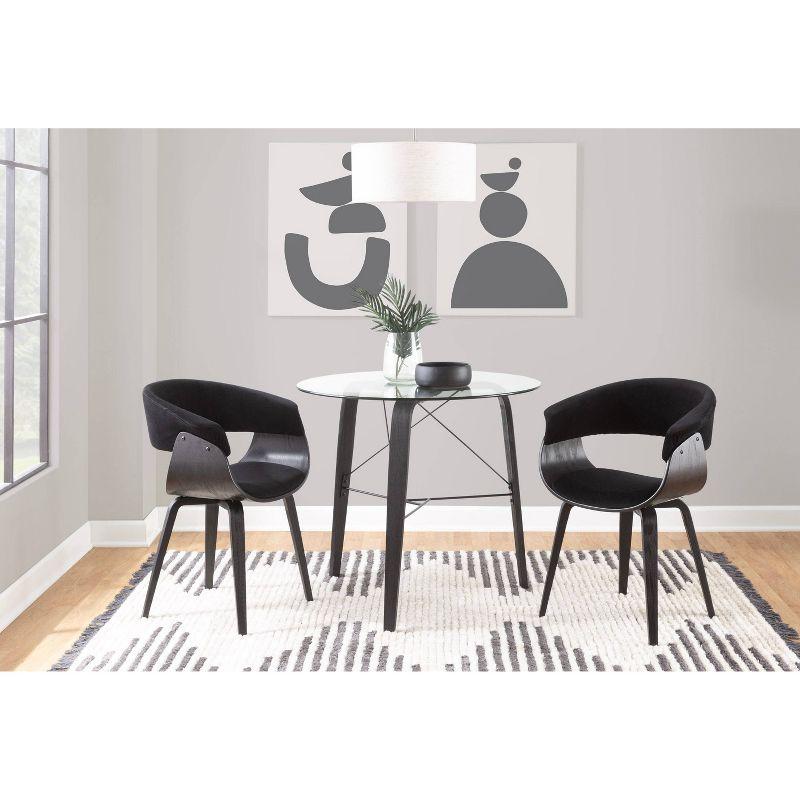 LumiSource 34" Trilogy Round Dining Table Black/Clear Glass: Mid-Century Modern Style, Seats 4, Wood Base
