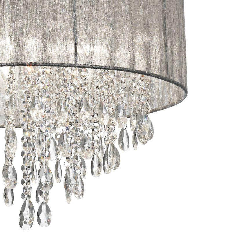 Possini Euro Design Jolie Chrome Chandelier Lighting 20" Wide Modern Crystal Silver Fabric Shade 7-Light Fixture for Dining Room House Kitchen Island