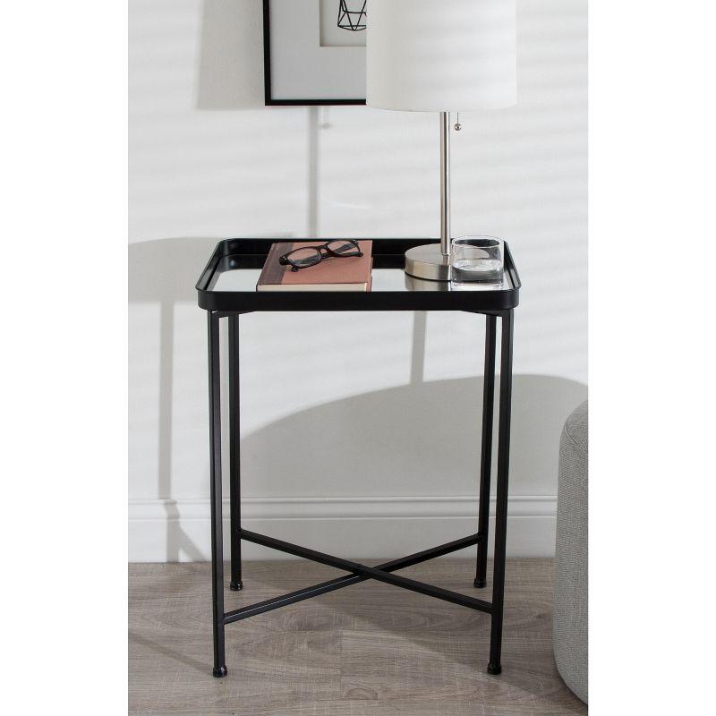 Kate and Laurel Celia Rectangle Metal Side Table, 18x12x26, Black