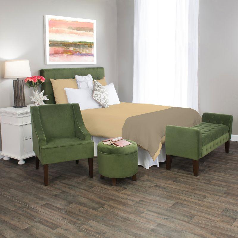 Velvet Swoop Armchair Forest Green - HomePop: Elegant Side Arms, Wood Legs, 250lb Capacity