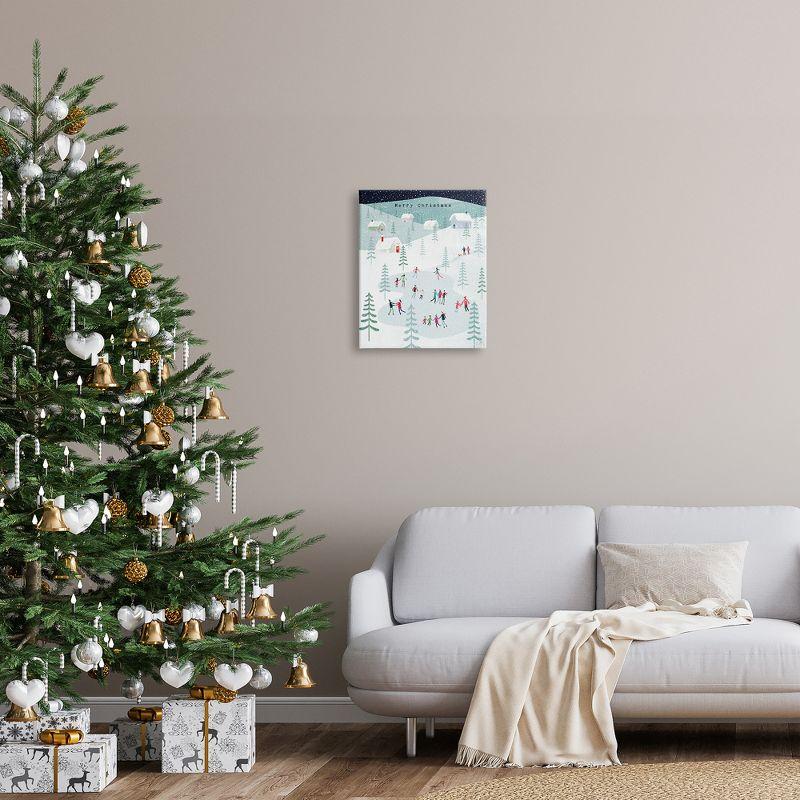 Stupell Industries Merry Christmas Winter Ice Skating Canvas Wall Art