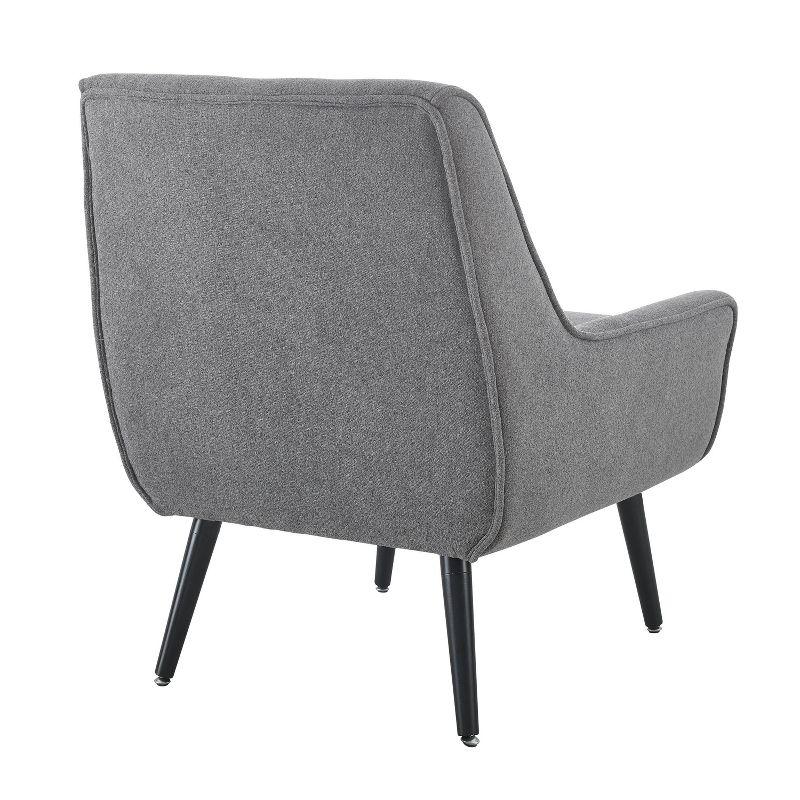 Trelis Mid-Century Modern Retro Style Accent Chair Gray - Linon: Upholstered Rubberwood Frame, Tufted Back, Foam Cushion