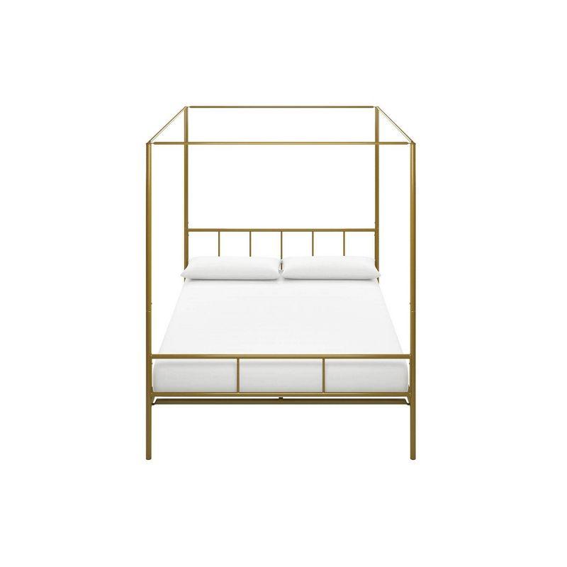 Elegant Gold Queen Metal Canopy Bed with Sophisticated Headboard