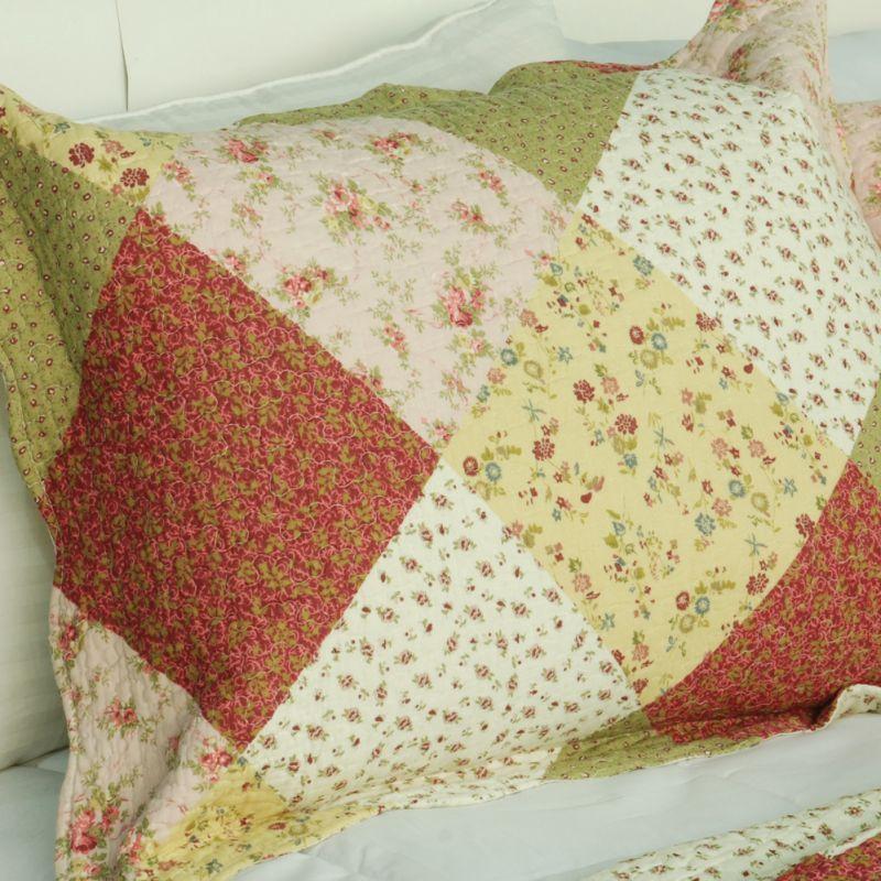 Slickblue 100% Cotton 3-Piece Quilt Set, Vermicelli-Quilted, Full/Queen Size, Floral Patchwork 1