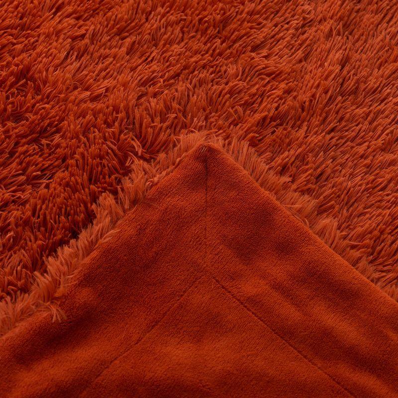 Cheer Collection Long Shaggy Hair Throw Blanket - Rust (60" x 70")