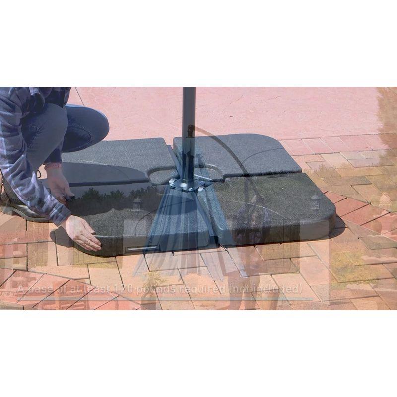 Sunnydaze Outdoor Steel Cantilever Offset Patio Umbrella with Air Vent, Crank, and Base - 9' - Cherry