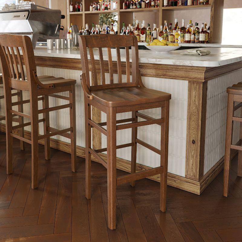 Flash Furniture HERCULES Series Finished School House Back Wooden Restaurant Barstool