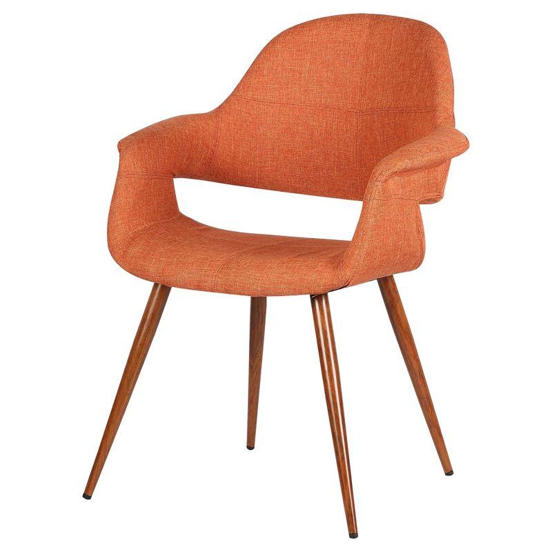 Phoebe Mid-Century Dining Chair Pumpkin - Armen Living: Upholstered, Walnut Legs, 250lb Capacity