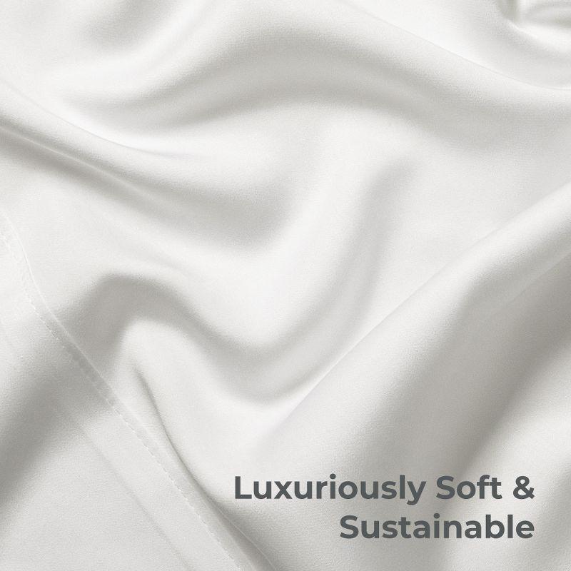 King Size White Bamboo Lyocell Sateen Pillowcase Set