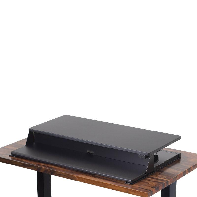 FlexPro Premier Electric Standing Desk Converter – 36" Sit to Stand Workstation – Black – Stand Steady