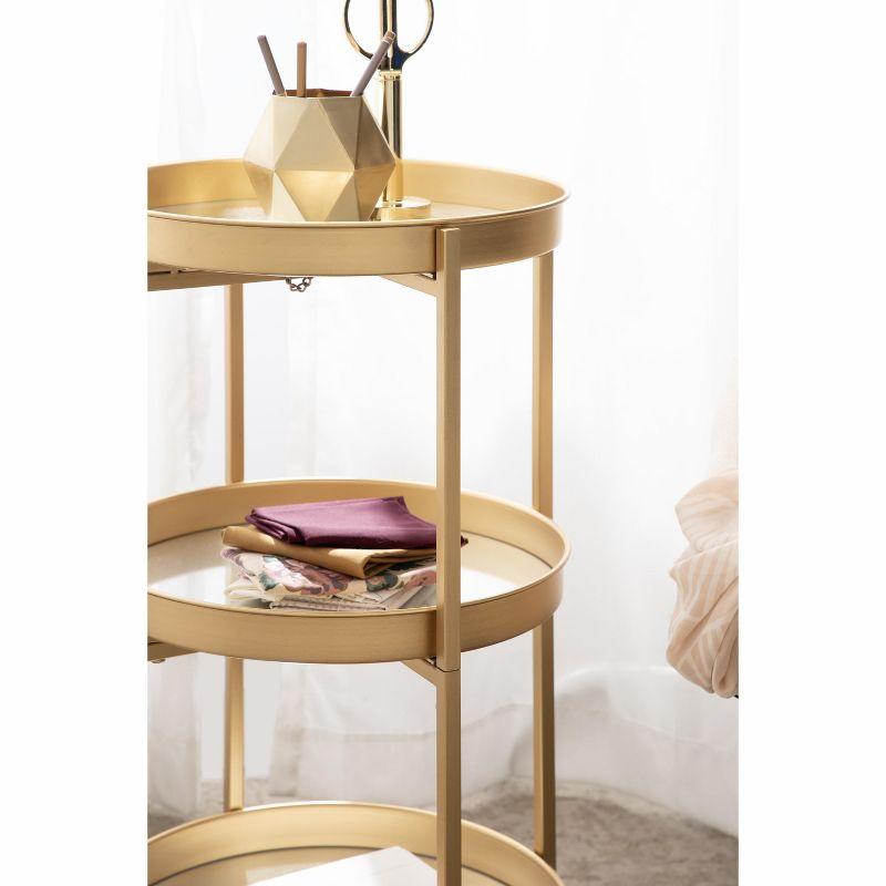 Kate and Laurel Celia Round Metal Bar Cart, 15.25x15.25x28.25, Gold