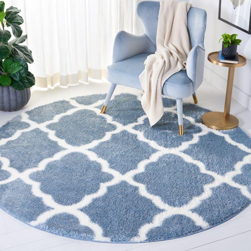 Tahoe Shag THO675 Power Loomed Area Rug - Blue/White - 6'7" round - Safavieh.