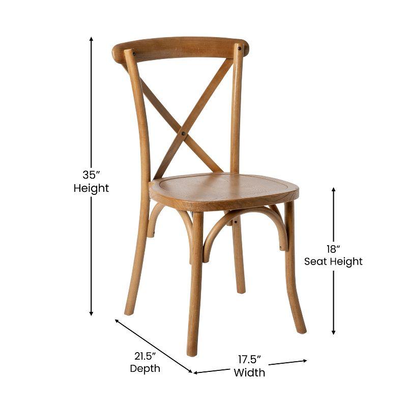 Pecan Wood Cross Back Stackable Dining Chair