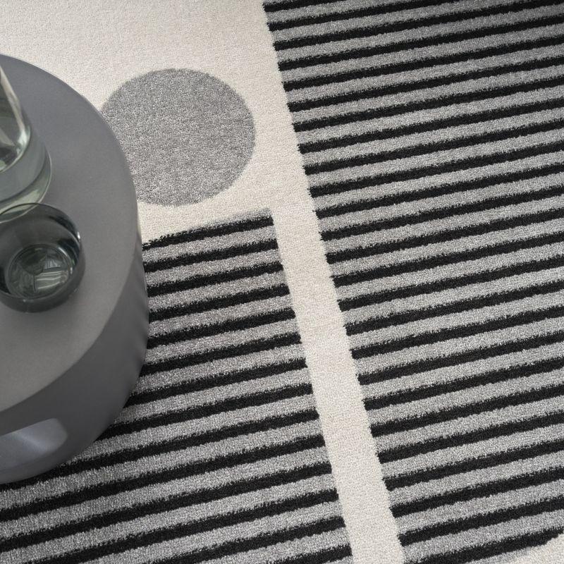 Nourison Modern Passion Circle Mid-Century Modern Indoor Rug Ivory/Black 6' x 9'