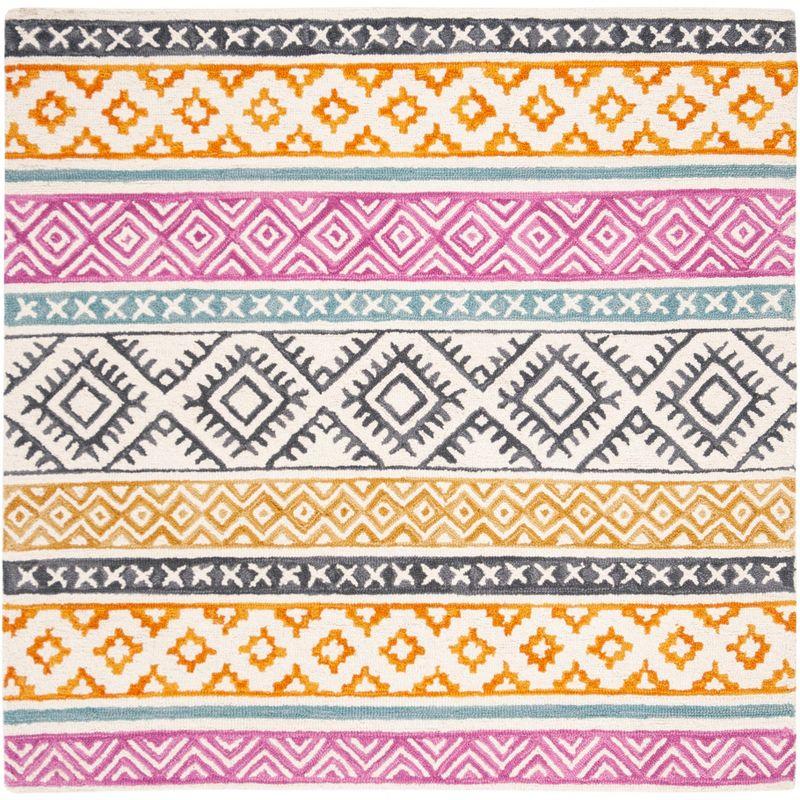 Micro-Loop MLP552 Hand Tufted Area Rug - Ivory/Rust - 5'x5' - Safavieh.