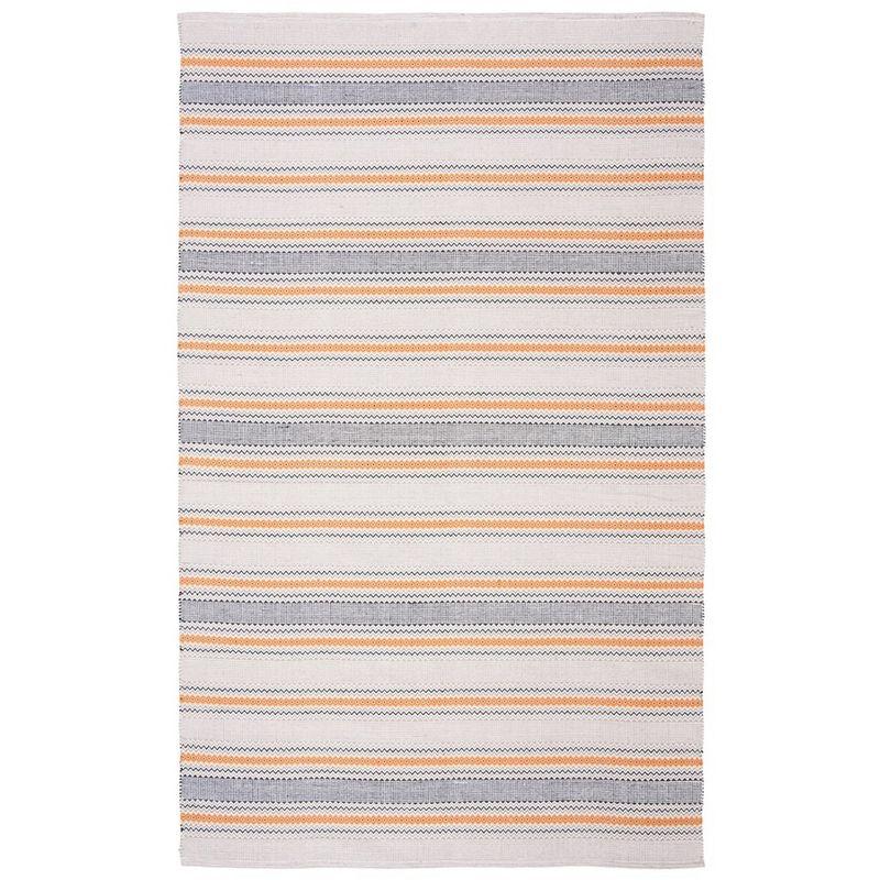 Coastal Charm Orange/Beige Cotton 6' x 9' Handwoven Area Rug