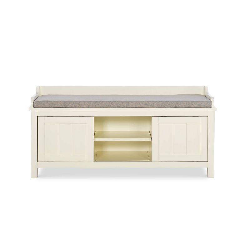 45" Lakeville Antique Solid Wood Storage Bench with Cushion, Entryway Seating - Linon