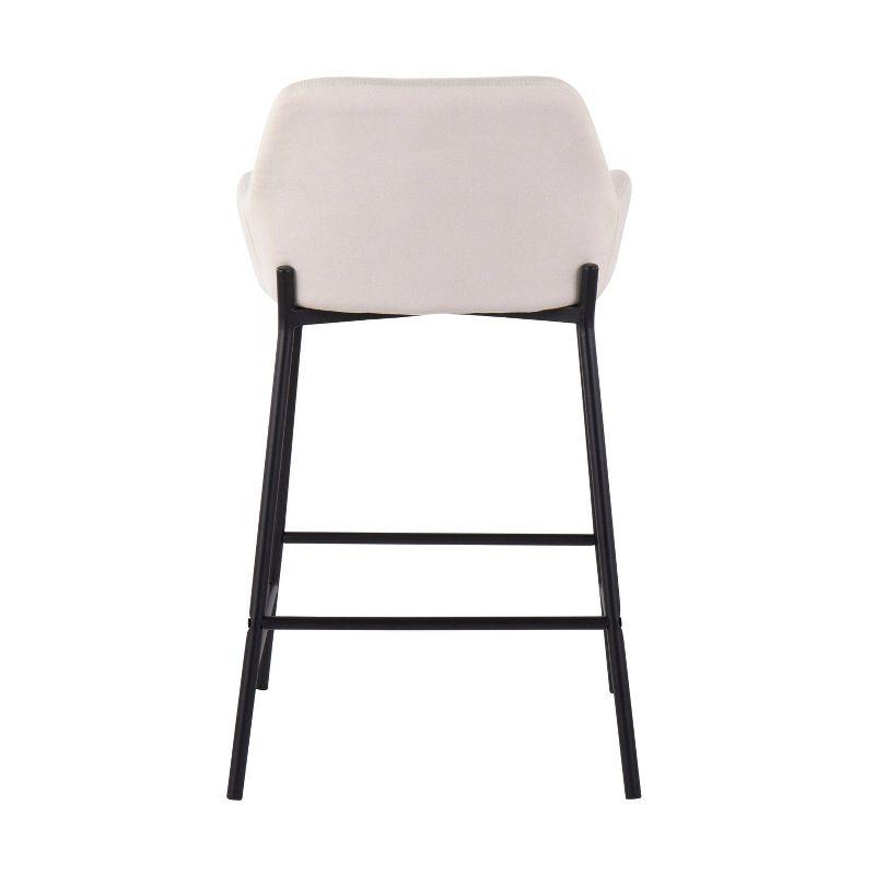 Set of 2 Daniella Metal/Polyester Counter Height Barstools Black/Cream - LumiSource: Upholstered, Spot Clean, Foam Filled, Fixed Height