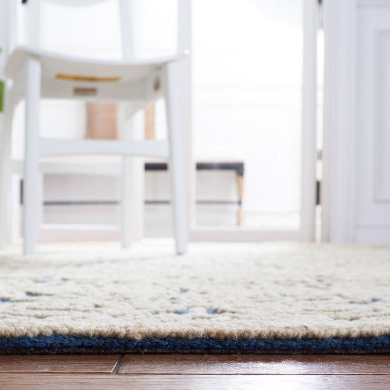 Blue and Ivory Hand-Tufted Wool Square Area Rug