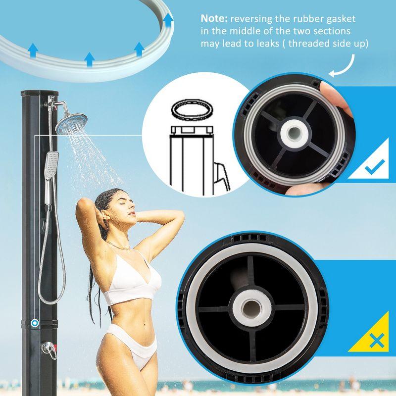 Outsunny Solar Powered Portable Plastic Freestanding Outdoor Shower with Detachable Shower Head and Footwash Spout