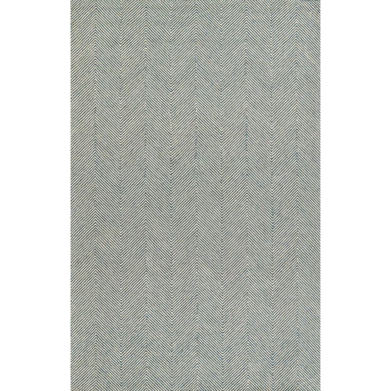 Momeni 5'x8' Charles Zig Zag Handtufted Area Rug Blue: Wool, Cotton & Latex Backing, Low Pile, Indoor Use, Rectangle Shape