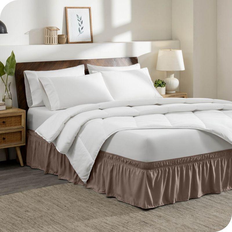 Taupe King Adjustable Ruffled Polyester Bed Skirt