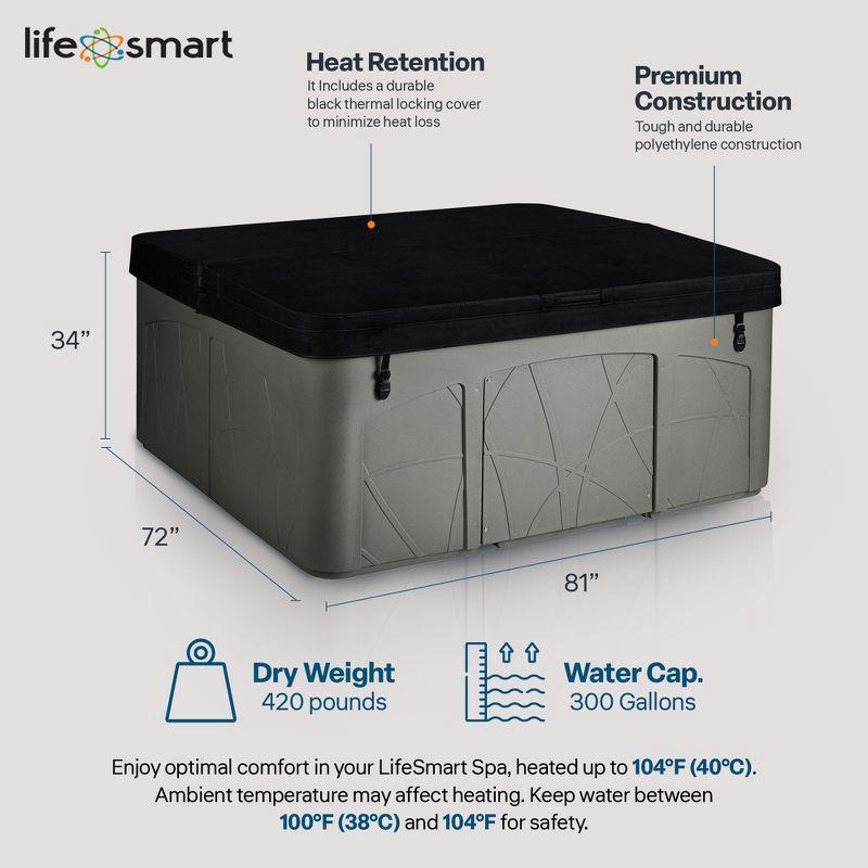 Lifesmart Spas 5 Person Plug and Play Hot Tub, 110 Volt  28 Jet Outdoor Spa with LED, Waterfall, Durable Thermal Cover, and Ozonator, LS350DX, Taupe