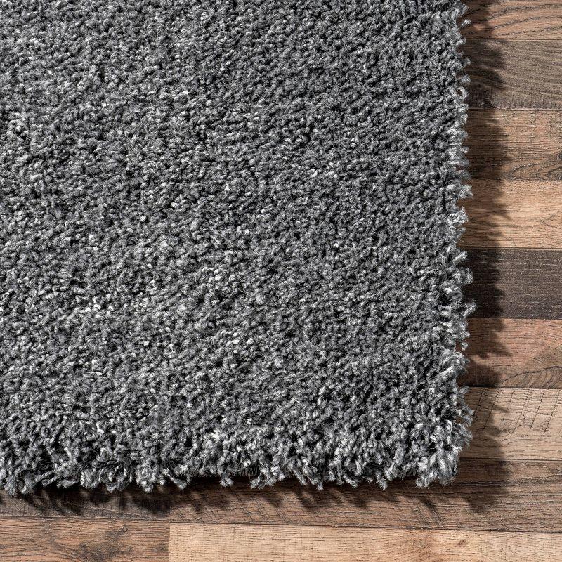 Gray Rectangular Shag Synthetic Area Rug