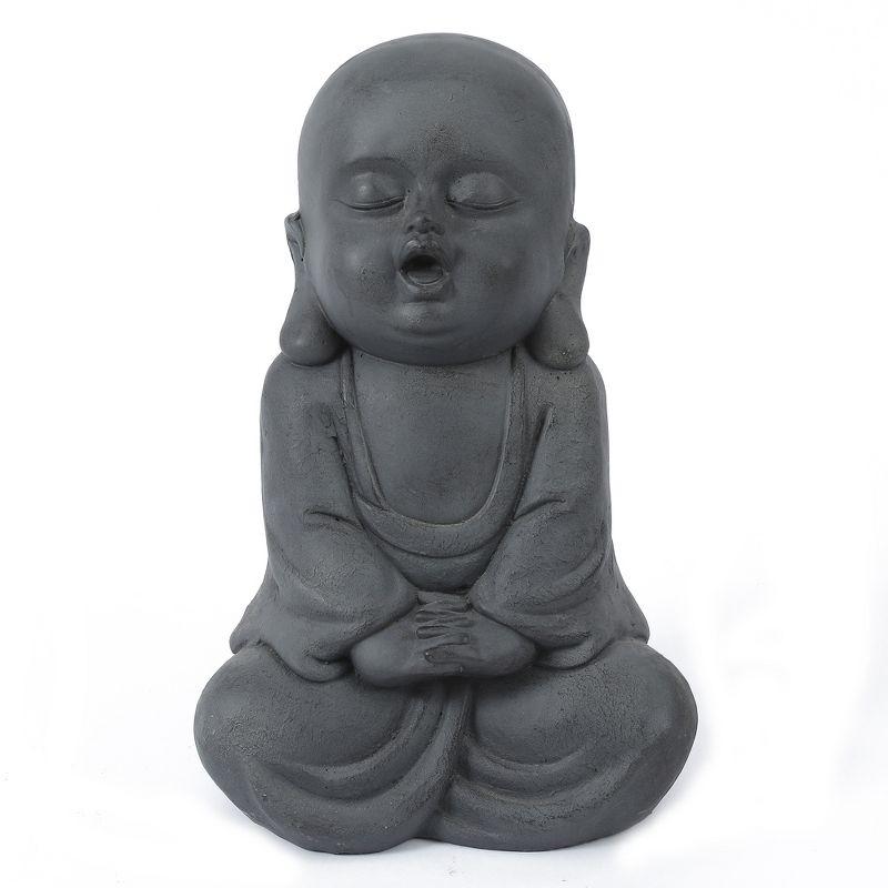 LuxenHome 16.3" LuxenHome Gray MgO Meditating Buddha Garden Statue