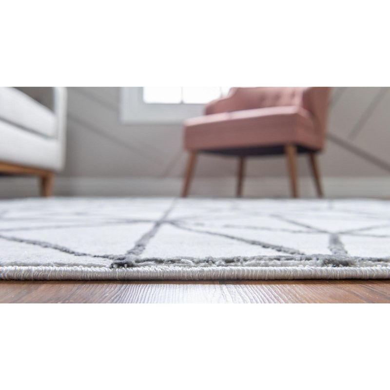 Unique Loom 7' 1 x 10' 0 White Matrix Trellis Geometric Area Rug