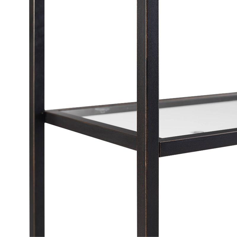 80" Aimee Glass Etagere Oil Rubbed Bronze - Crosley: Sturdy Steel Frame, 4 Fixed Shelves