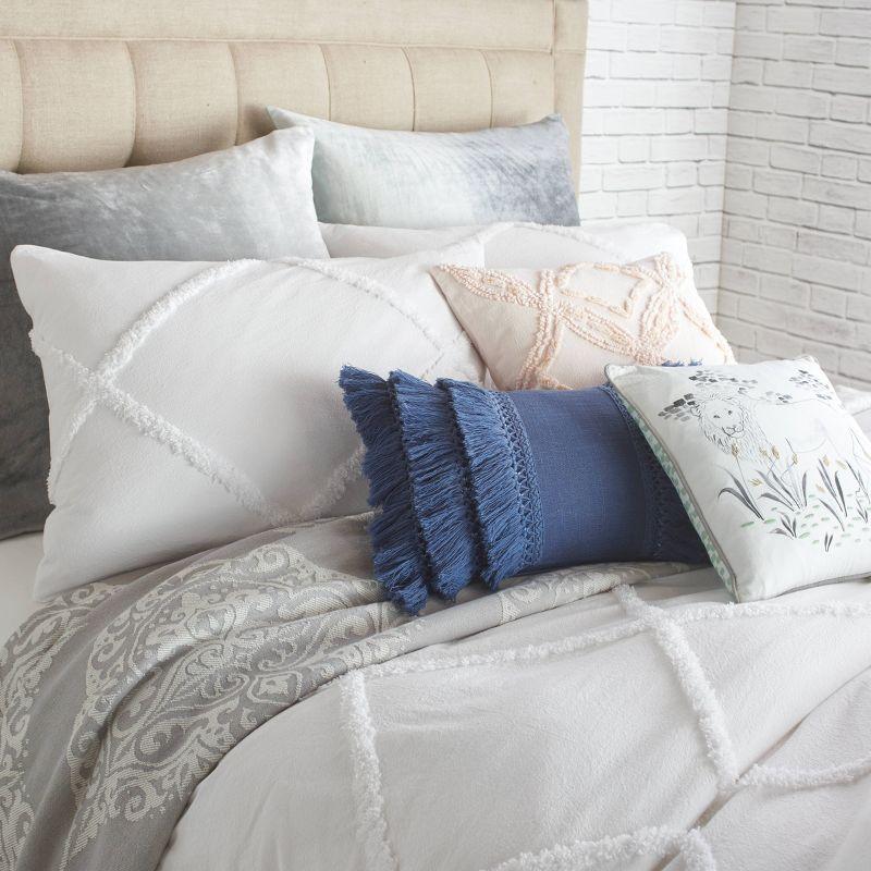 White Cotton Chenille Lattice Queen Duvet Cover