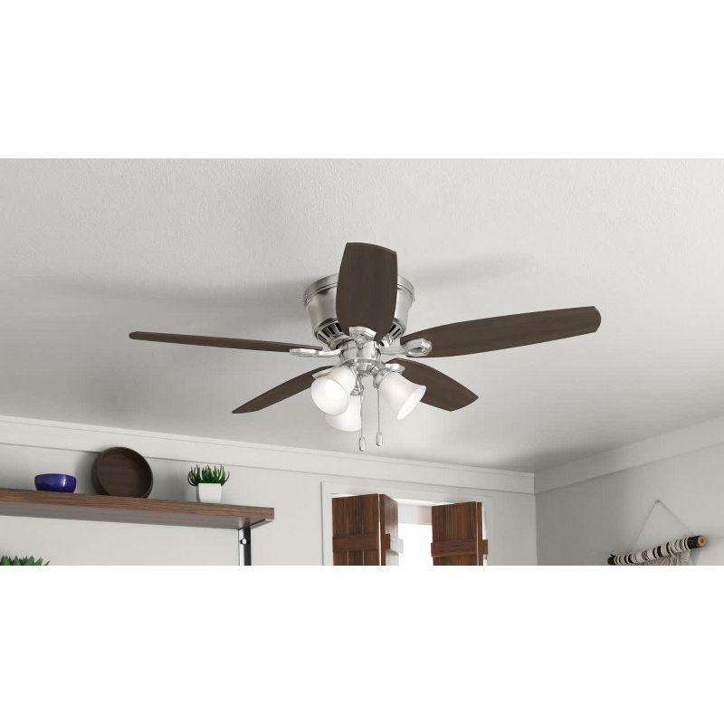 Builder Low Profile 52" 5 - Blade Flush Mount Ceiling Fan with Lights and Pull Chains