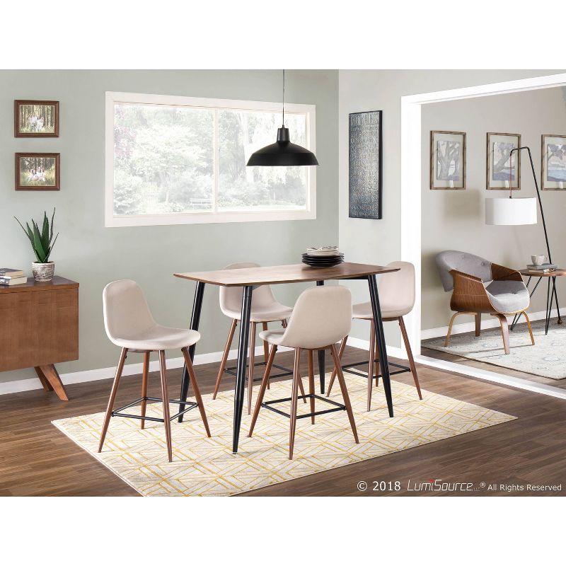 Set of 2 Pebble Mid-Century Modern Counter Height Barstools Light Gray - LumiSource: Upholstered, Metal Legs, Spot Clean