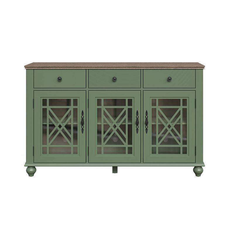 Festivo 55" Vintage Style Storage Accent Buffet Sideboard Cabinet with Drawers Green