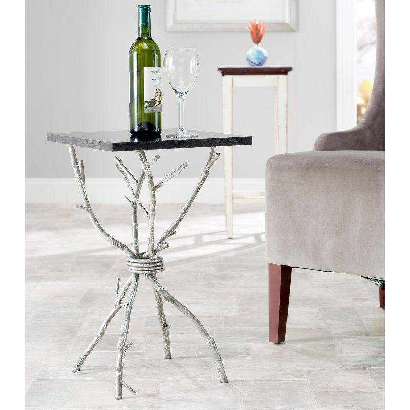 Alexa Black Granite Top Silver Branch Accent Table