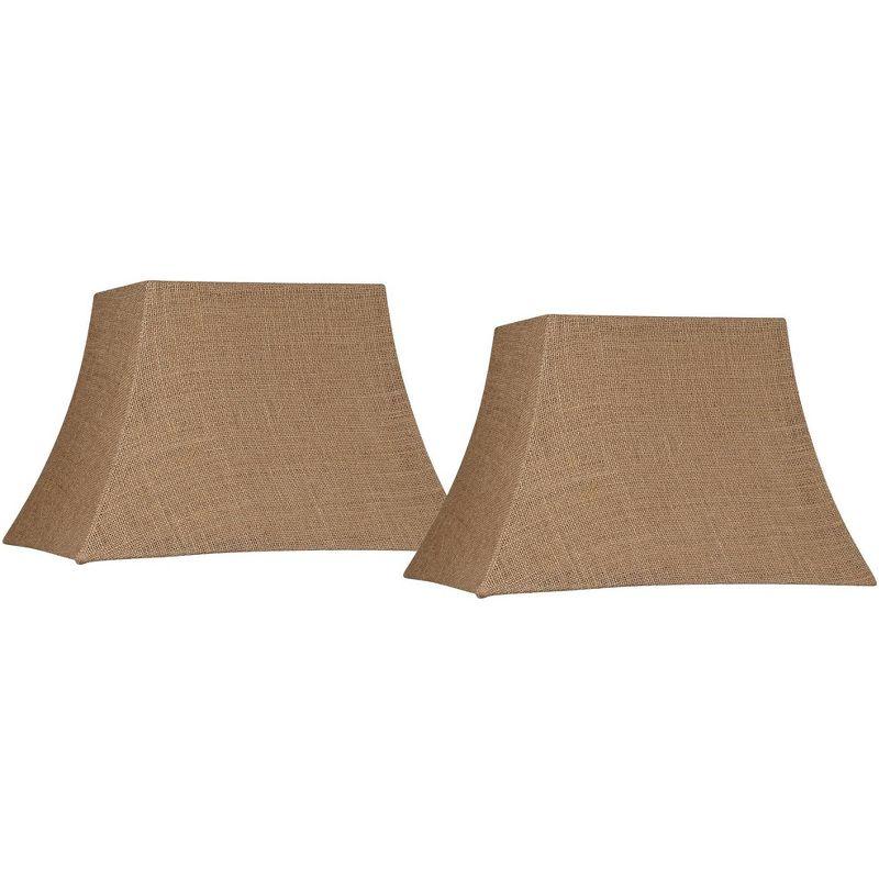 Set of 2 Natural Burlap Rectangular Lamp Shades with Chrome Finish