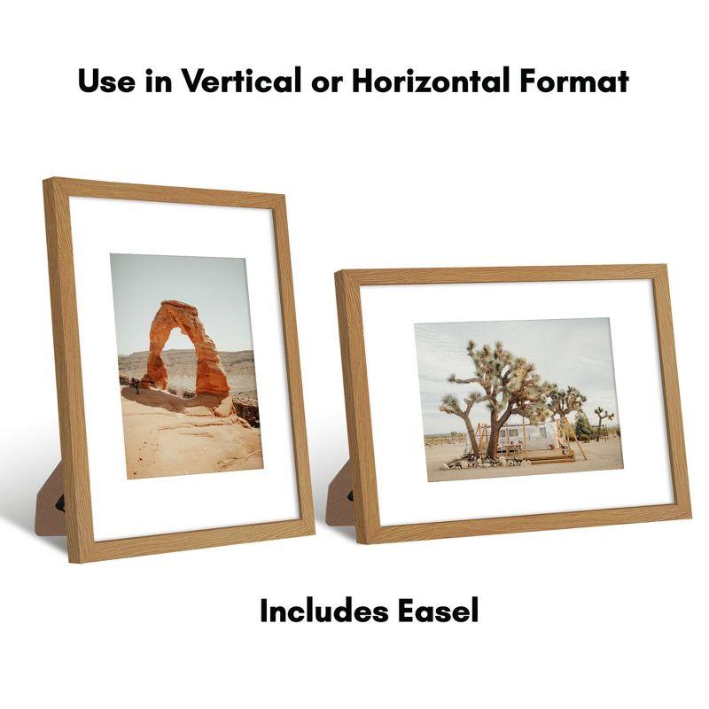 Americanflat 9x12 Picture Frame in Oak - Displays 6x8 With Mat and 9x12 Without Mat - Composite Wood with Shatter Resistant Glass