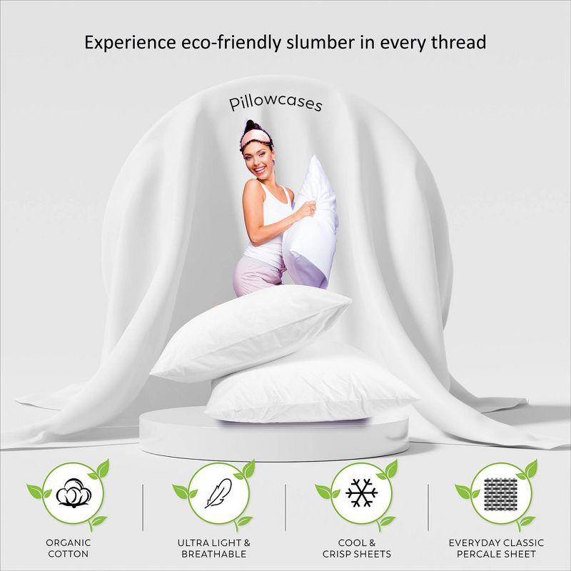 Purity Home Sustainable Organic 100% Cotton Breathable & Lightweight Deep Pocket Pillowcases
