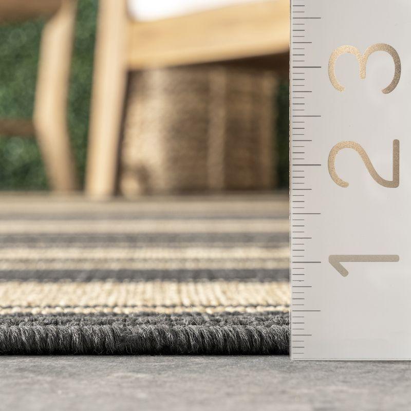 Charcoal Stripe 80" Easy-Care Synthetic Indoor/Outdoor Rug