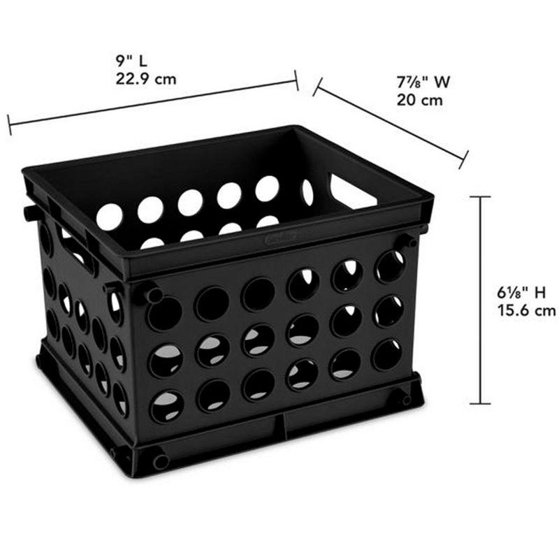 Sterilite Black Stackable Plastic Mini Storage Crate with Handles