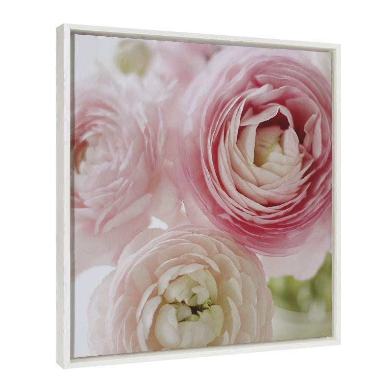 22x22 White Floral Canvas Print with Polystyrene Frame