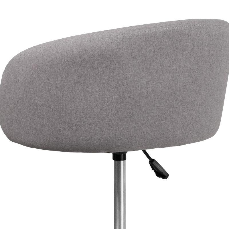 Merrick Lane Bucket Seat Bar and Dining Stool Modern Gray Fabric Stool with 360 Swivel, Adjustable Height and Chrome Footrest