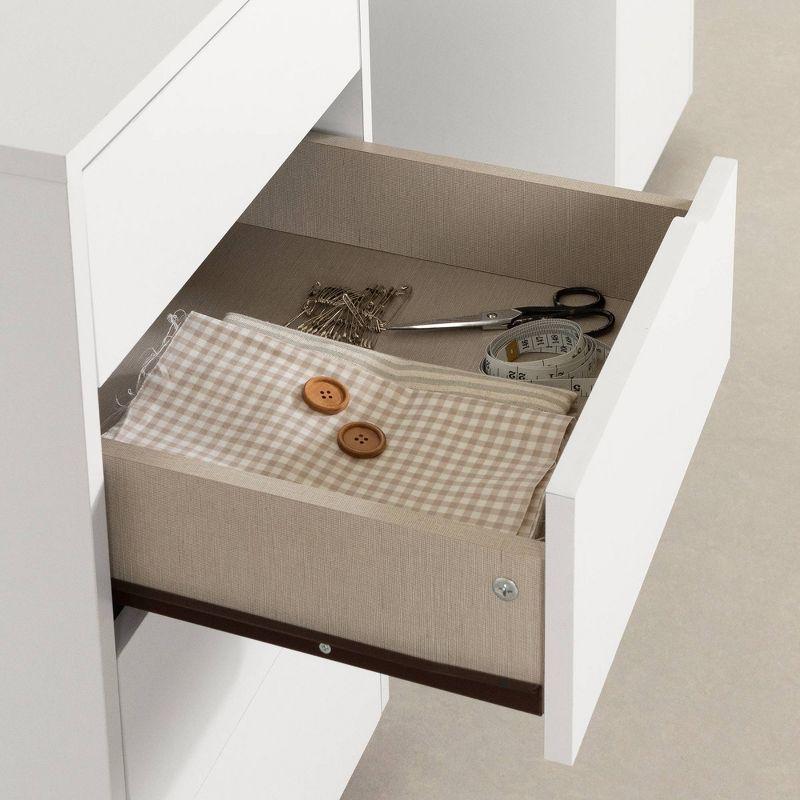 Pure White Mobile Craft Workstation with Drawers and Sliding Shelf