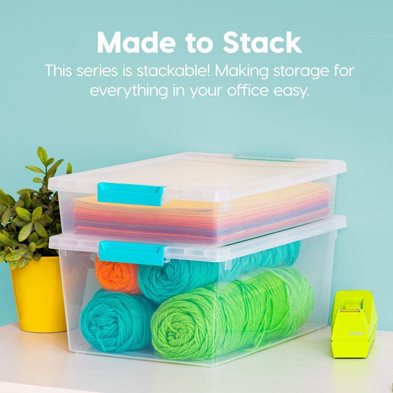 IRIS USA Modular Stackable Plastic Storage Container with Secure Buckle-up Lid