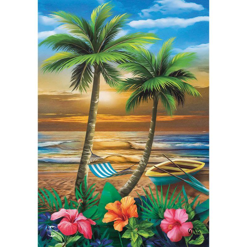 Briarwood Lane Sunset in Paradise House Flag Nautical Tropical Palm Trees 28" x 40"