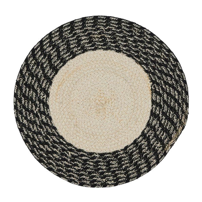 Hand Braided Round Cotton Placemats Set of 4, Black