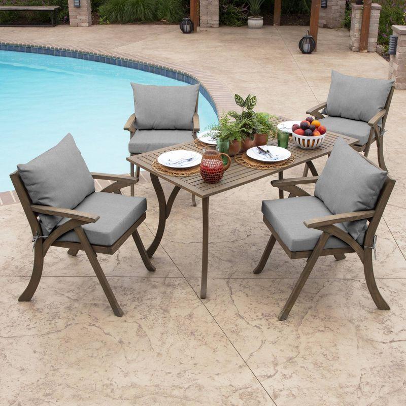 Gray Polyester Outdoor Dining Chair Cushion Set