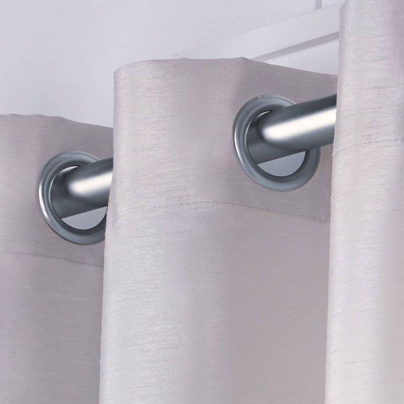 Set of 2 84"x54" Chateau Striped Faux Silk Grommet Top Light Filtering Window Curtain Panel Gray/Blush: Modern Drapes